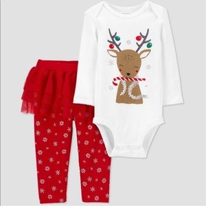 NWT Just One You by Carter’s Baby Girl Reindeer Holiday Tutu Set Sz 3m